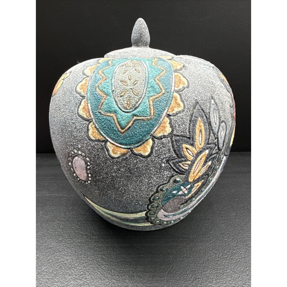 Vintage, Japan, Floral, Ginger Jar, Lid, Textured y Decorative.